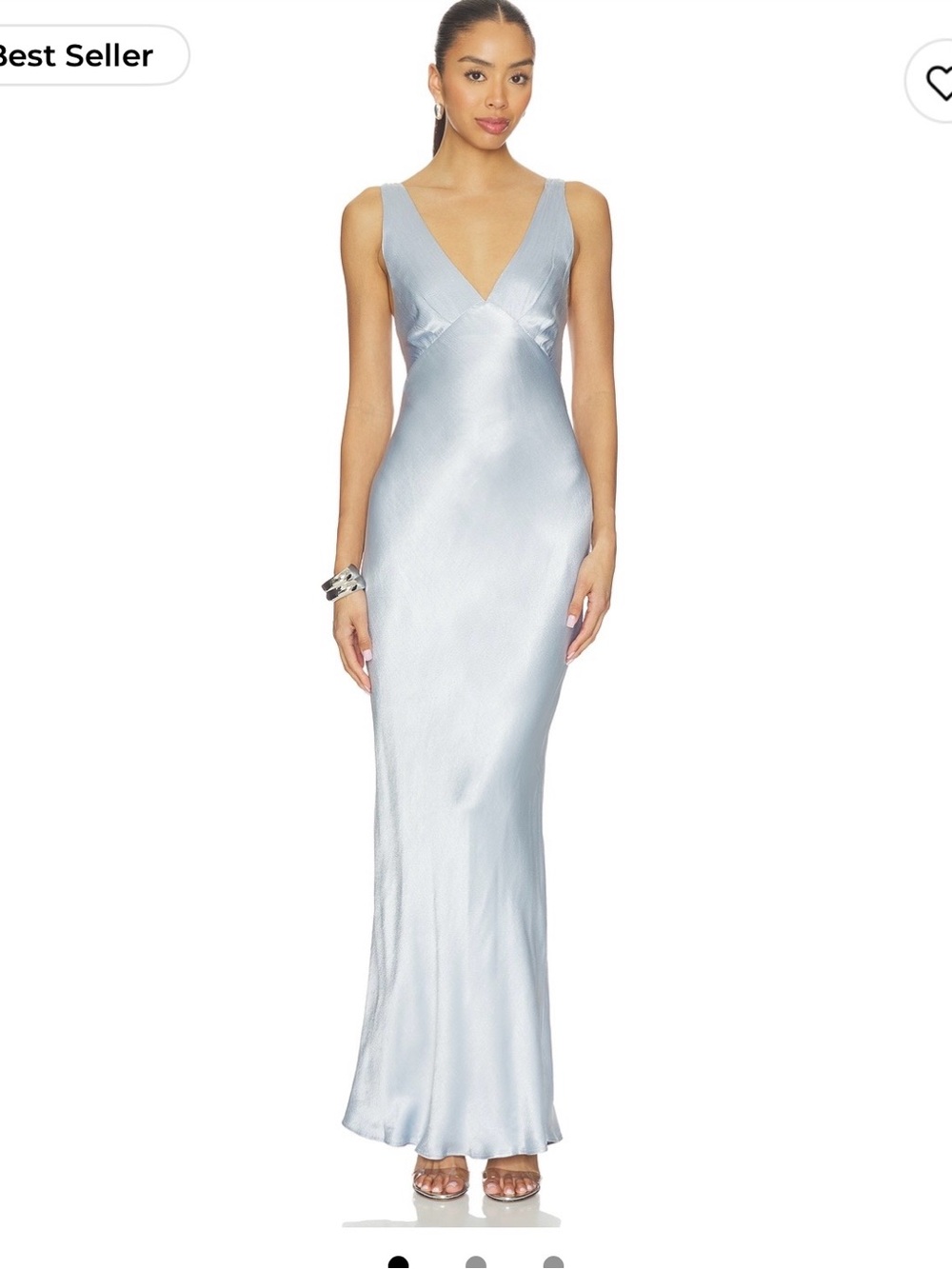 bec + bridge Dusty Blue Satin V-Neck Slip Dress